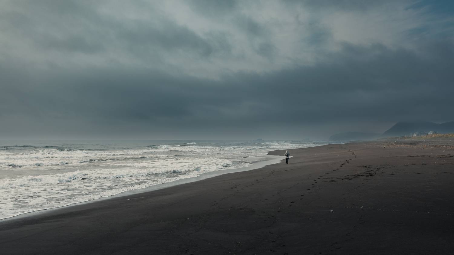 халактырский пляж, океан, камчатка, утро, тучи, прилив, Vladimir goiiiguk