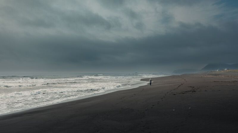 халактырский пляж, океан, камчатка, утро, тучи, прилив Pacific Ocean фото превью