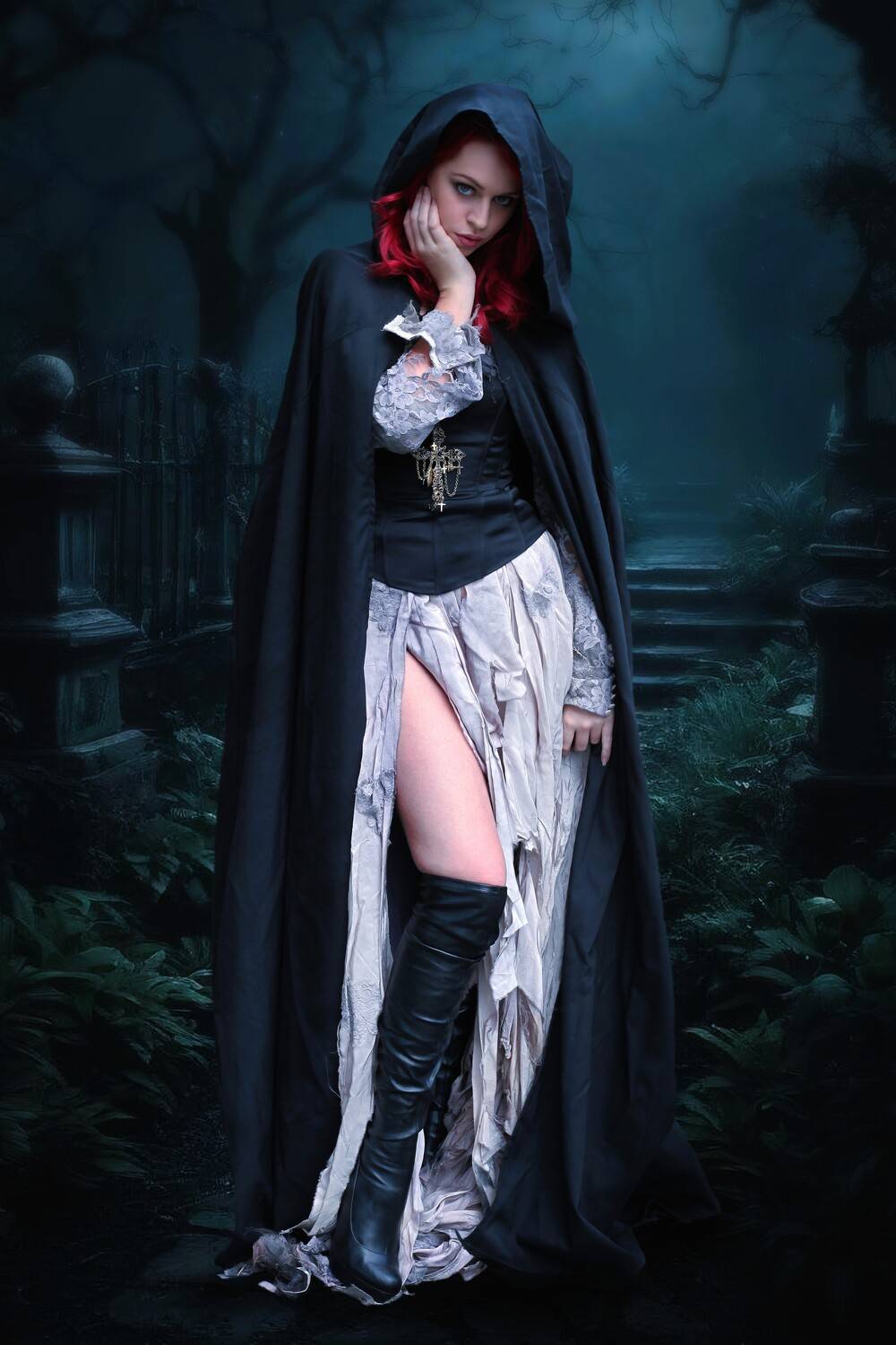 девушка, парк, ночь, Sergii Vidov