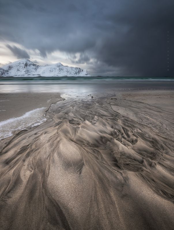 lofoten, longexpo, rocks, sea, seascape, houses, mountains, waves, norway, arctic, north, snow, Arctic Beach фото превью