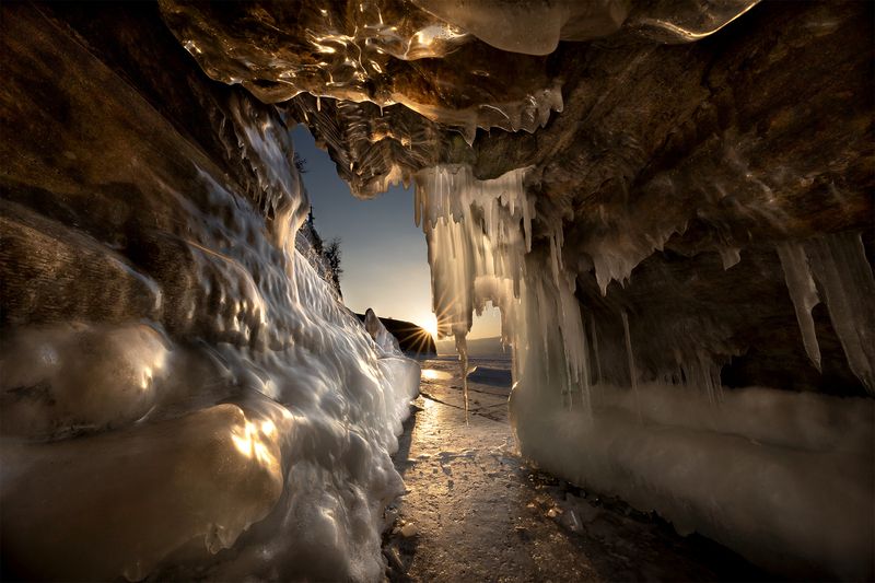 лед, закат, пещера, Байкал Жемчужная глазурь фото превью