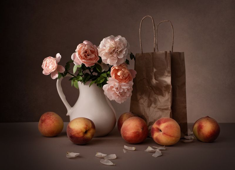 Still life, roses, Peaches, colors, light Peaches фото превью