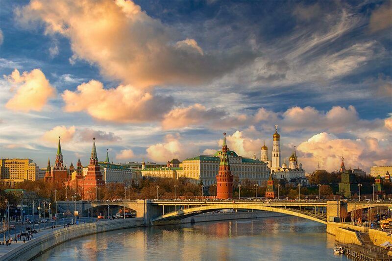 город, москва, архитектура, кремль, башни, река, мосты, вечер, небо Вид на Кремль фото превью