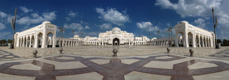 Каср Аль Ватан, Дворец Наций, Абу Даби, Объединённые Арабские Эмираты, Qasr Al Watan, Palace of the Nation, Abu Dhabi, United Arab Emirates, uae, оае, достопримечательность, дворец, мрамор, площадь, небо, облака, поездка, тур, экскурсия, азия, восточный,  Каср Аль Ватан или Дворец Наций. Абу Даби. Объединённые Арабские Эмираты. фото превью