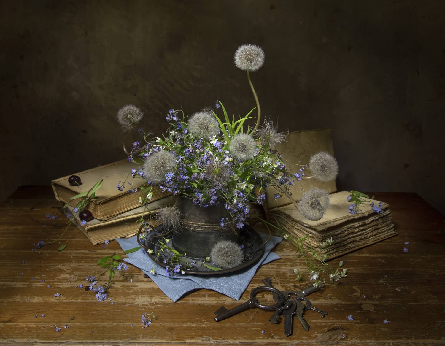 незабудки, одуванчики, книги, ключи, Татьяна Феденкова