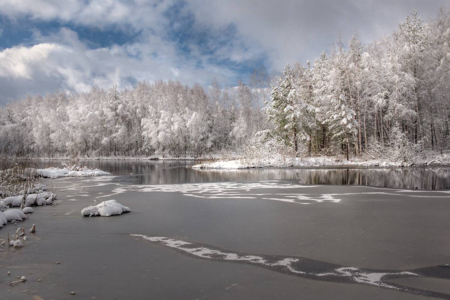 апрель снегопад утро речка суходол лес серково, Алексеев Дмитрий