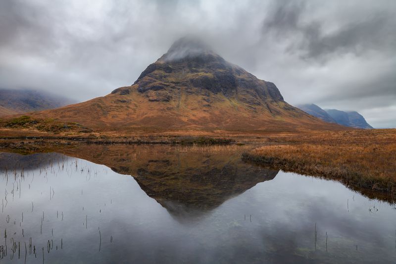 шотландия, великобритания, высокогорье, долина, гленко, гора, утро, вечер, озеро, берег, осень, горы, uk, scotland, highlands, buachaille etive mor, evening, morning, shore, lake, mountain, autumn, glencoe, valley Шотландское высокогорье / Scottish Highlands фото превью