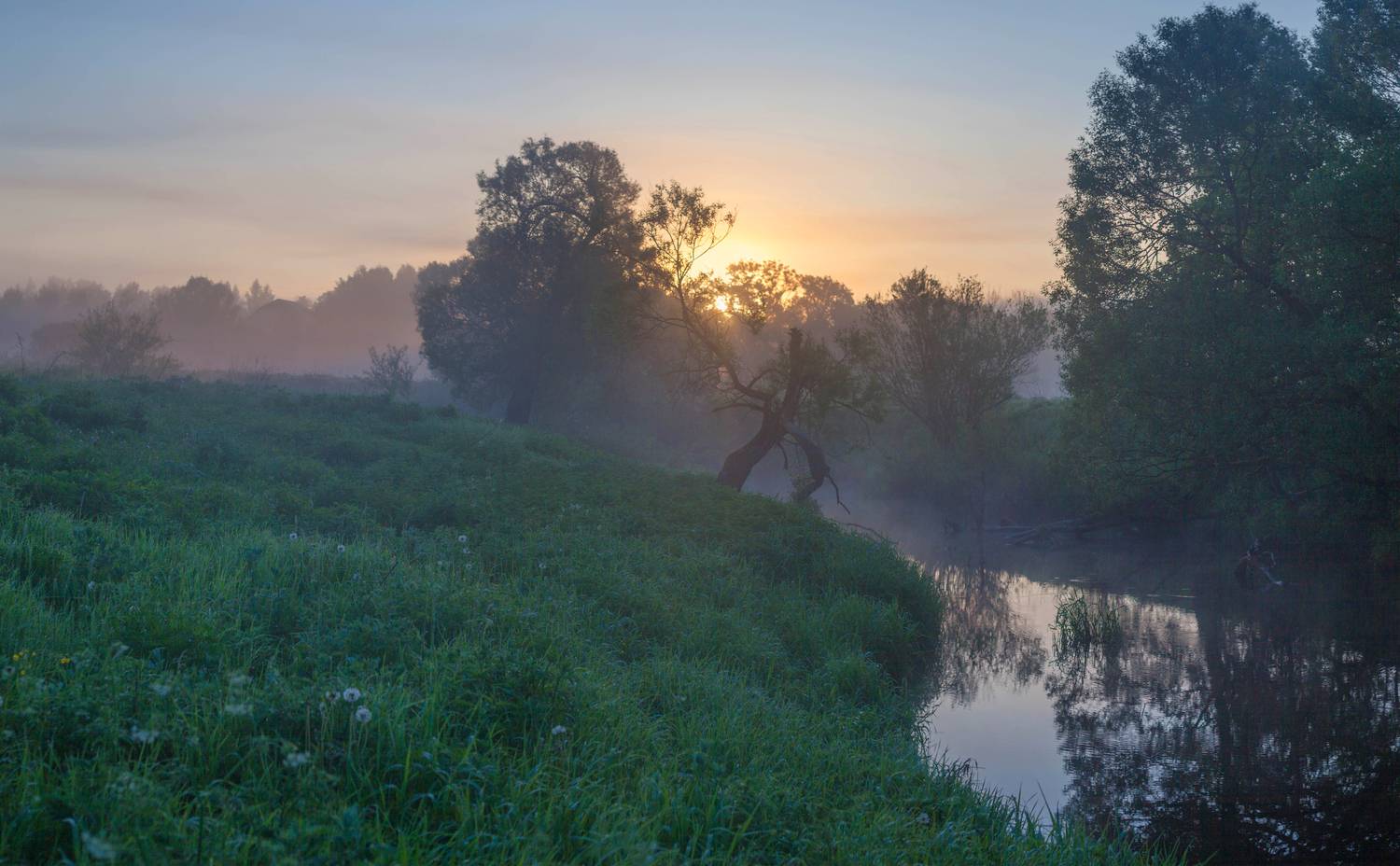 рассвет, река, лето, Свистков Александр