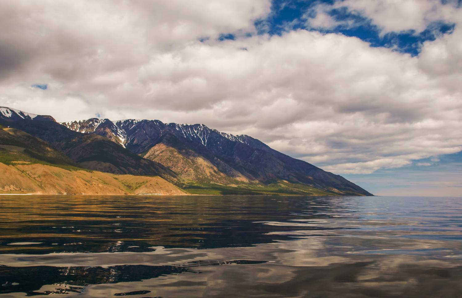 горы озеро пейзаж облака отражение утро весна, Мурзинов Виктор