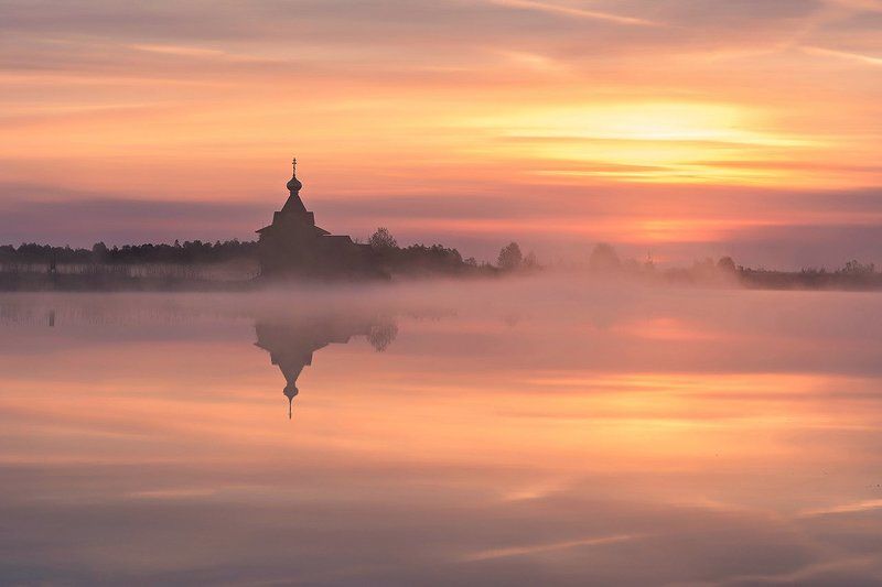 рассвет озеро купель монастырь солнце  *** фото превью