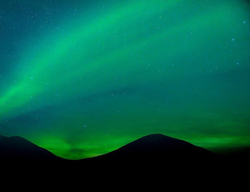 Север, Арктика, Северное Сияние Силуэт фото превью