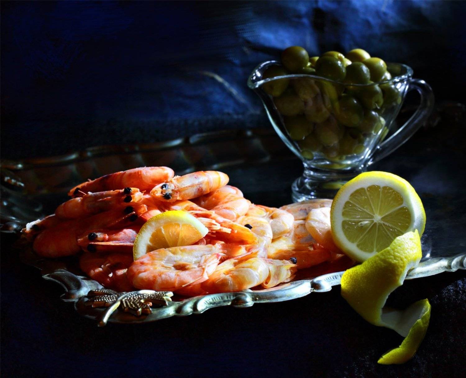 Натюрморт, еда, креветки, оливки, Ончукова Наталья