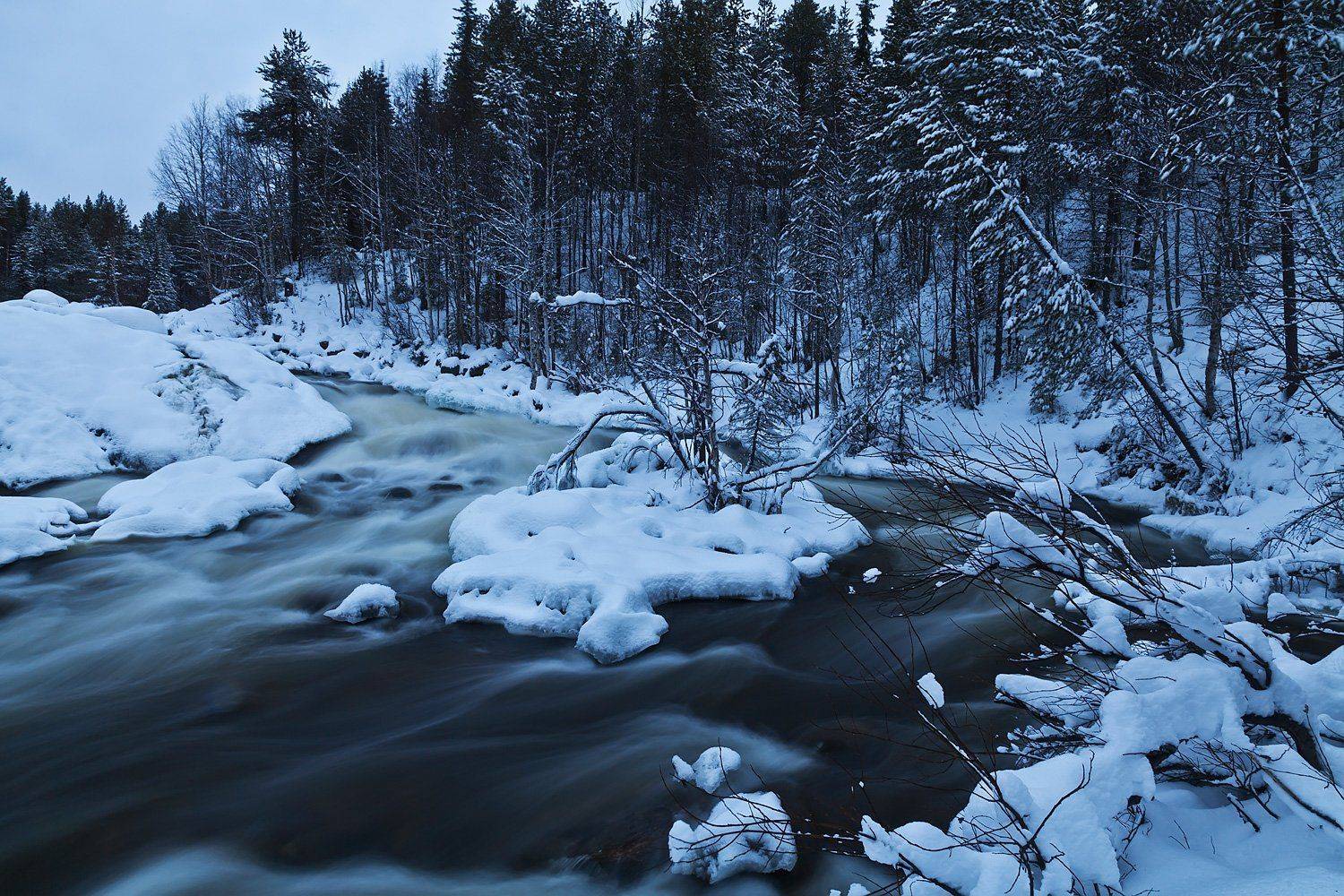 Колвица, Кольский, зима, водопад, Cтадник Илья