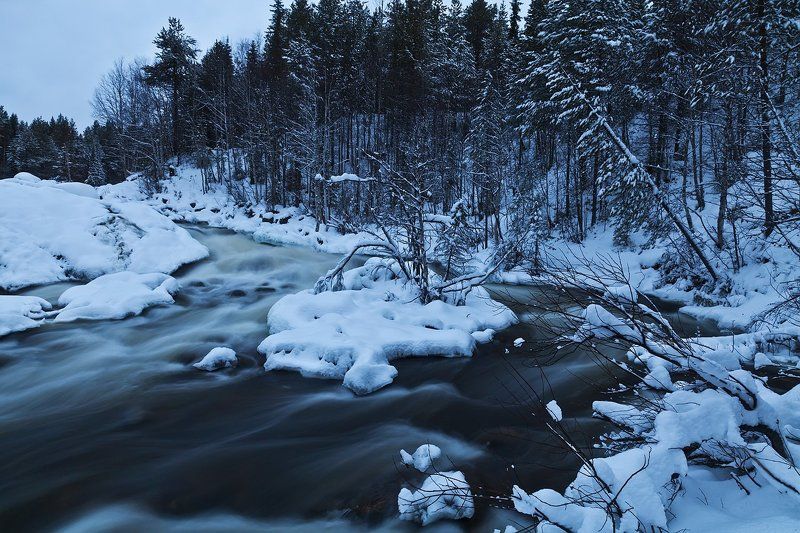 Колвица, Кольский, зима, водопад Колвица. фото превью