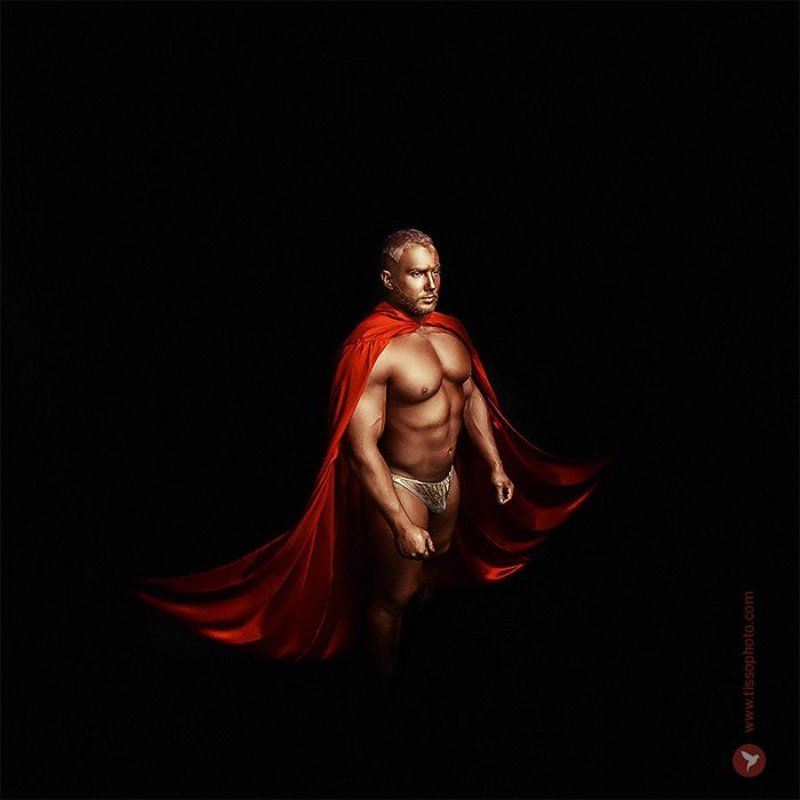 Портрет, мужчина, тело, воин, плащ, студия, взгляд  Golden warrior фото превью