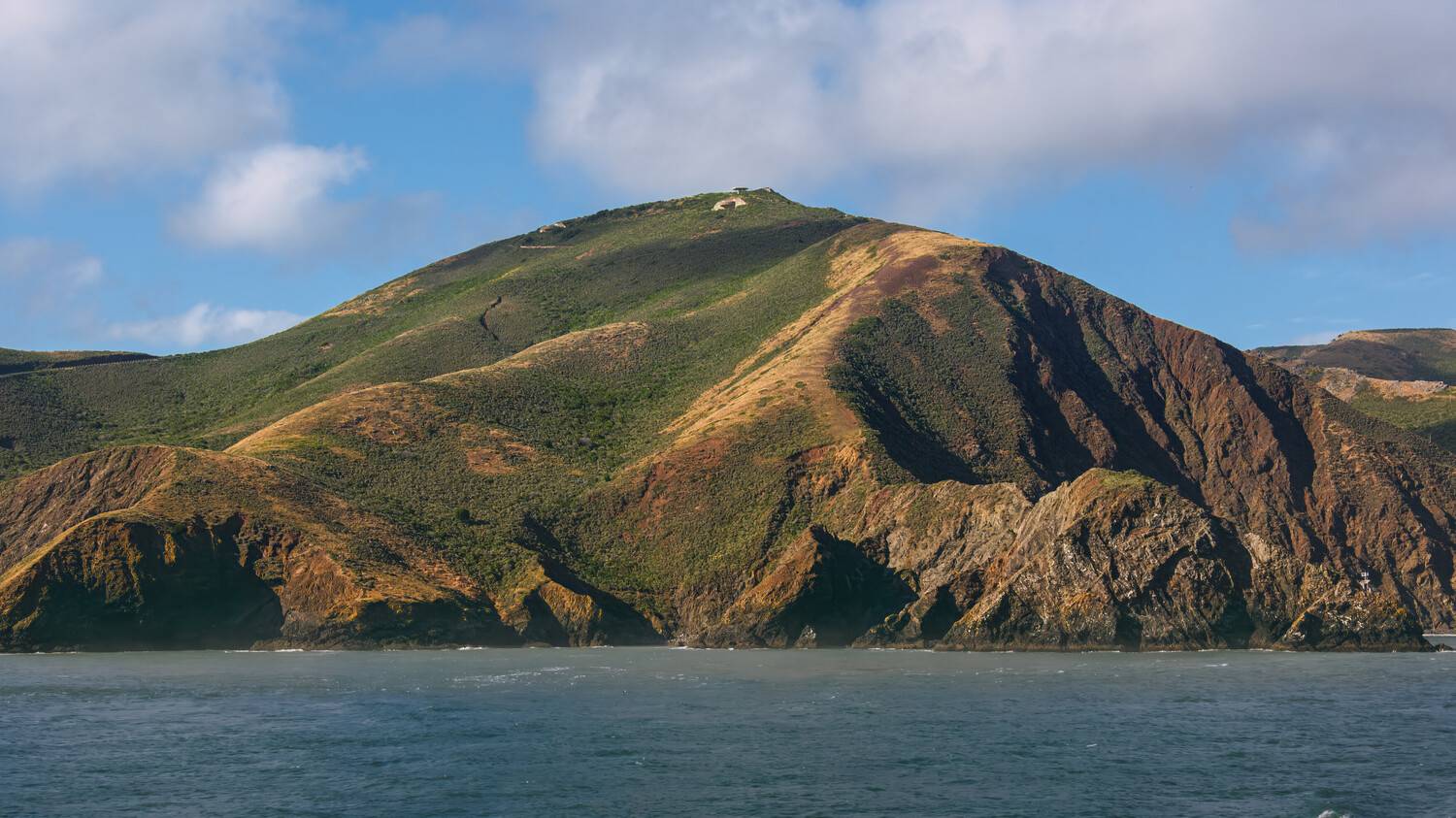 island, rock, sky, clouds, day, summer, hill, sea, California, San Francisco, landscape, nature, green, Andrey Shpek