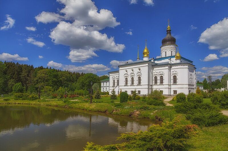 лето, небо, храм Елизаровский монастырь.... фото превью