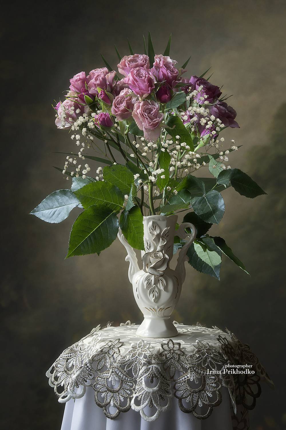 натюрморт, цветы, букеты, пепельные розы, Приходько Ирина
