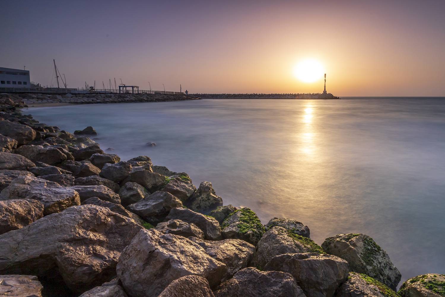 sea, seascape, sunset, landscape, beach, marina, lighthouse, rocks, Nikolay Tatarchuk