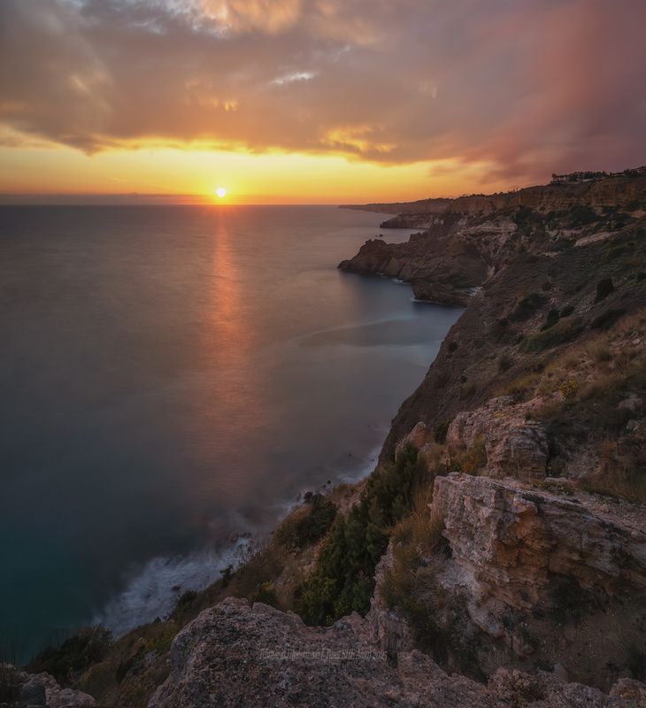 севастополь, крым, seascape, пейзаж, crimea, landscape, морской пейзаж, фиолент, закат Вечер в абрикосовых тонах фото превью