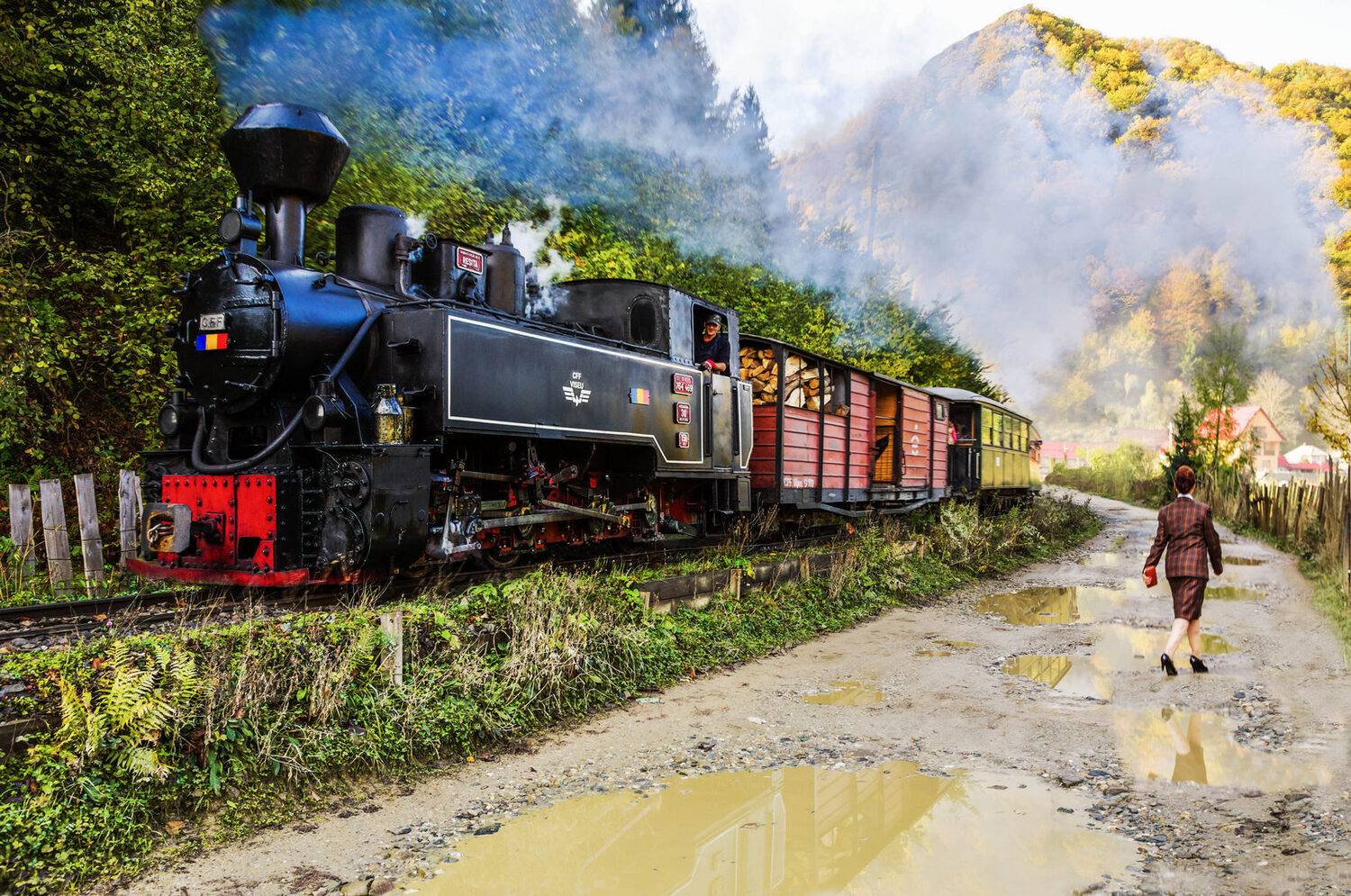 паровоз, локомотив, пейзаж, осень, Мурзинов Виктор