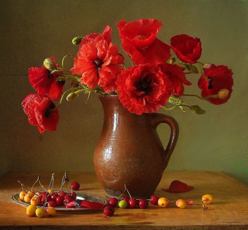 натюрморт, цветы, полевые цветы, лето, марина филатова, маки Лето красное фото превью