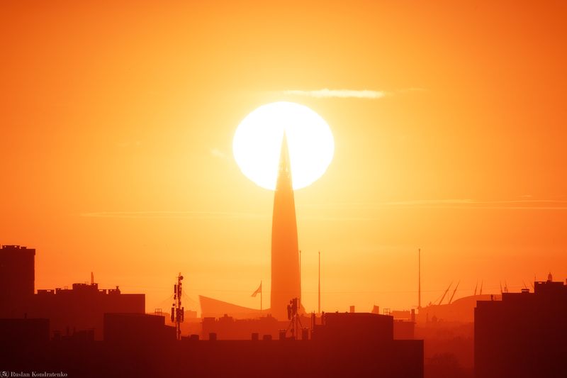 Лахта-центр, закат, санкт-Петербург Лахта-центр фото превью