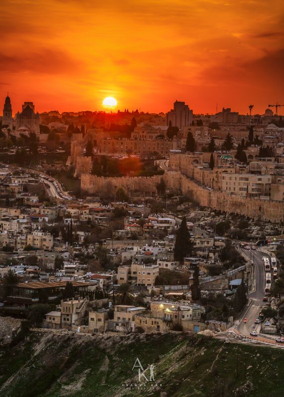 Sunset, golden hour, jerusalem, street, city The city of God фото превью