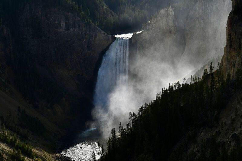 Landscapes, USA, Wyoming, Upper Waterfall, Yellowstone, Canyon,  Свет водопада фото превью