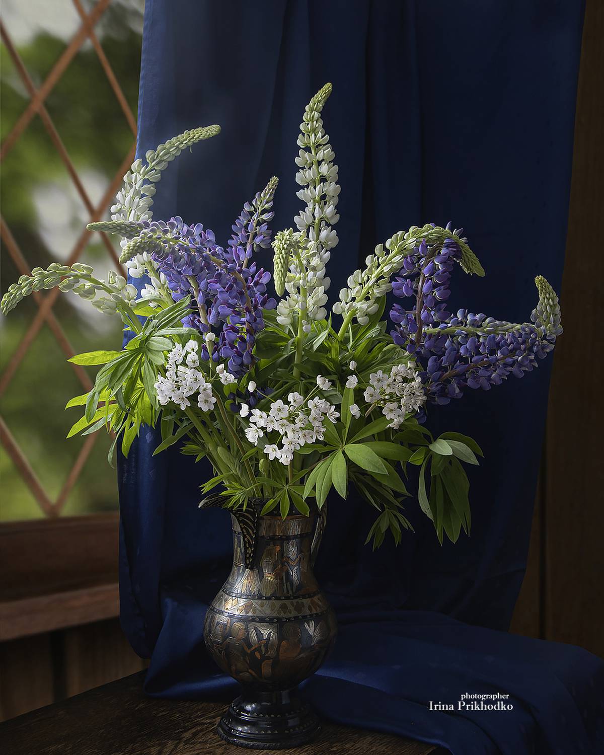 натюрморт, цветы, букеты, люпин, лето, Приходько Ирина