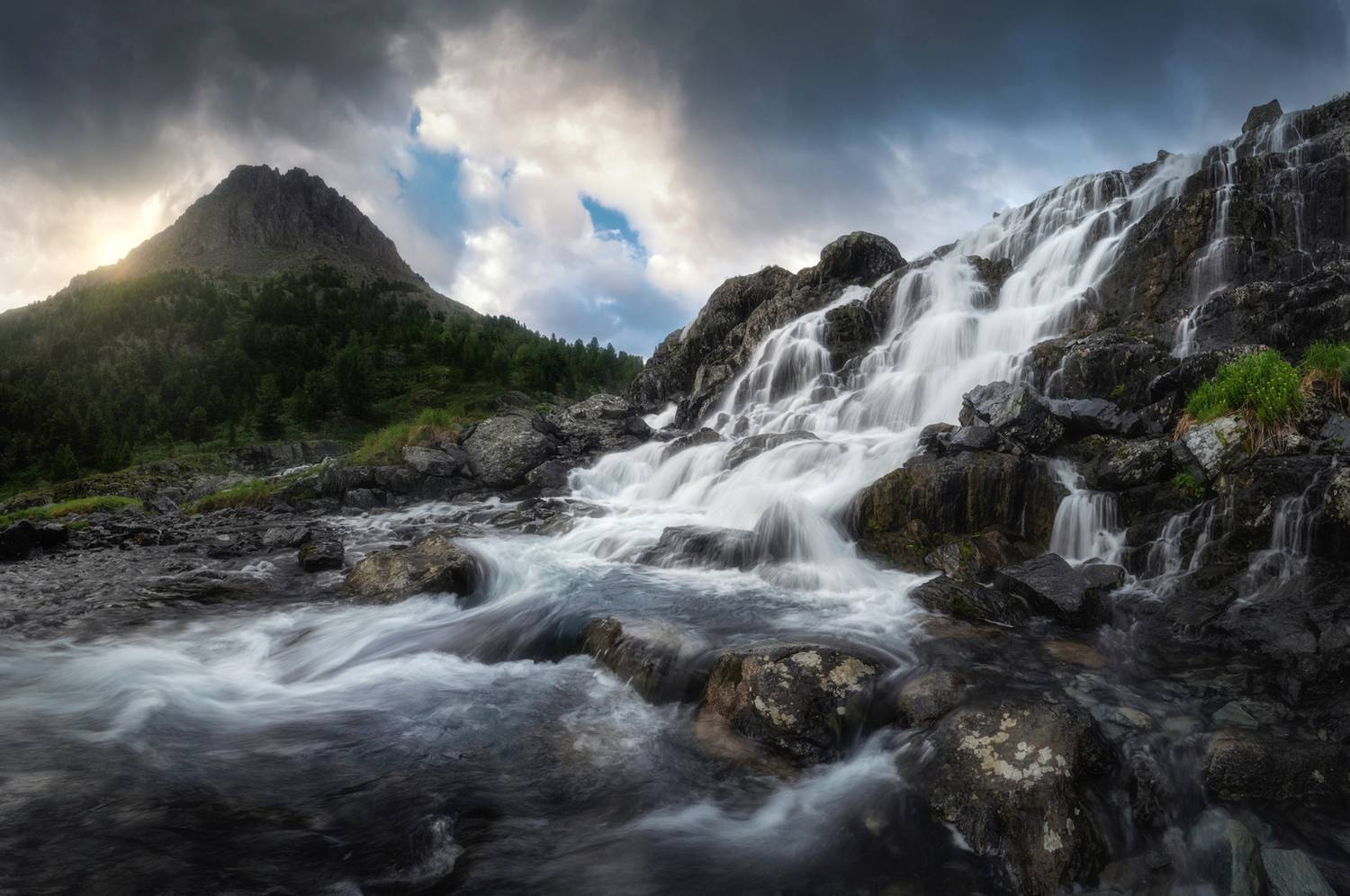 алтай, горный алтай, пейзажи алтая, усть-коксинский район, горная река, водопад, лето в горах, горы, летний алтай, высокогорье, Рубан Елена