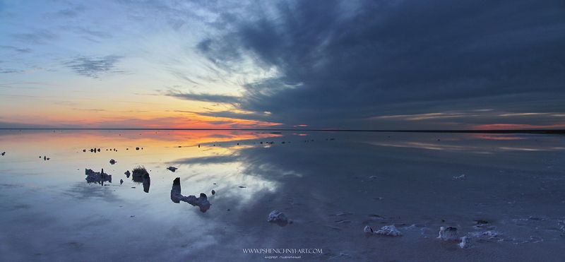 эльтон, небо, закат, отражение, панорама, пейзаж Зеркало Эльтона фото превью