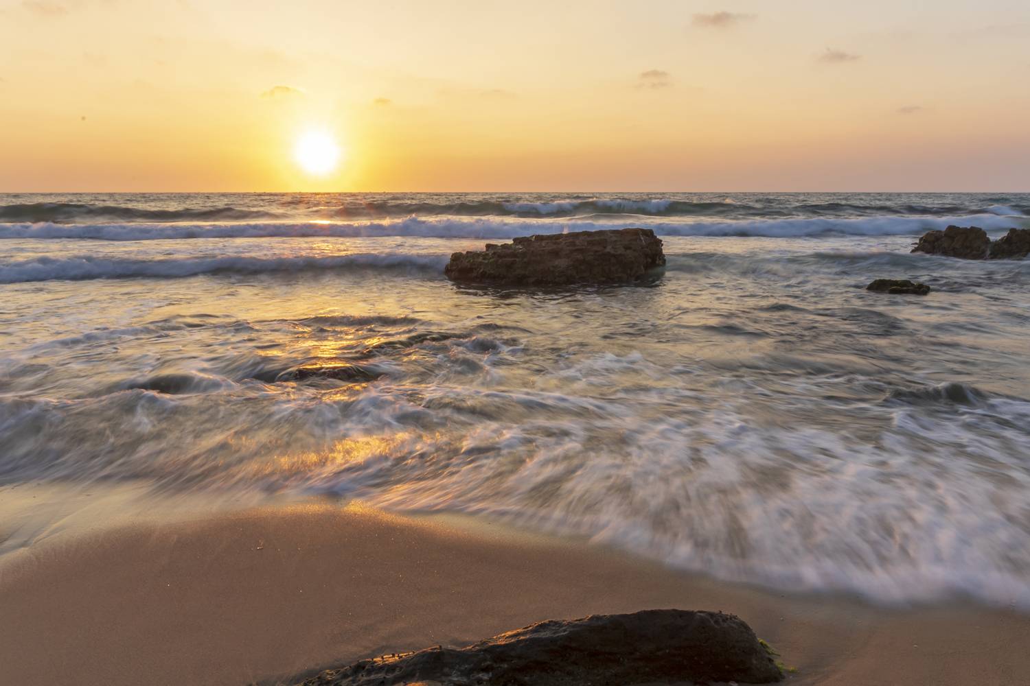 sea, seascape, sunset, landscape, beach, marina, rocks, Nikolay Tatarchuk