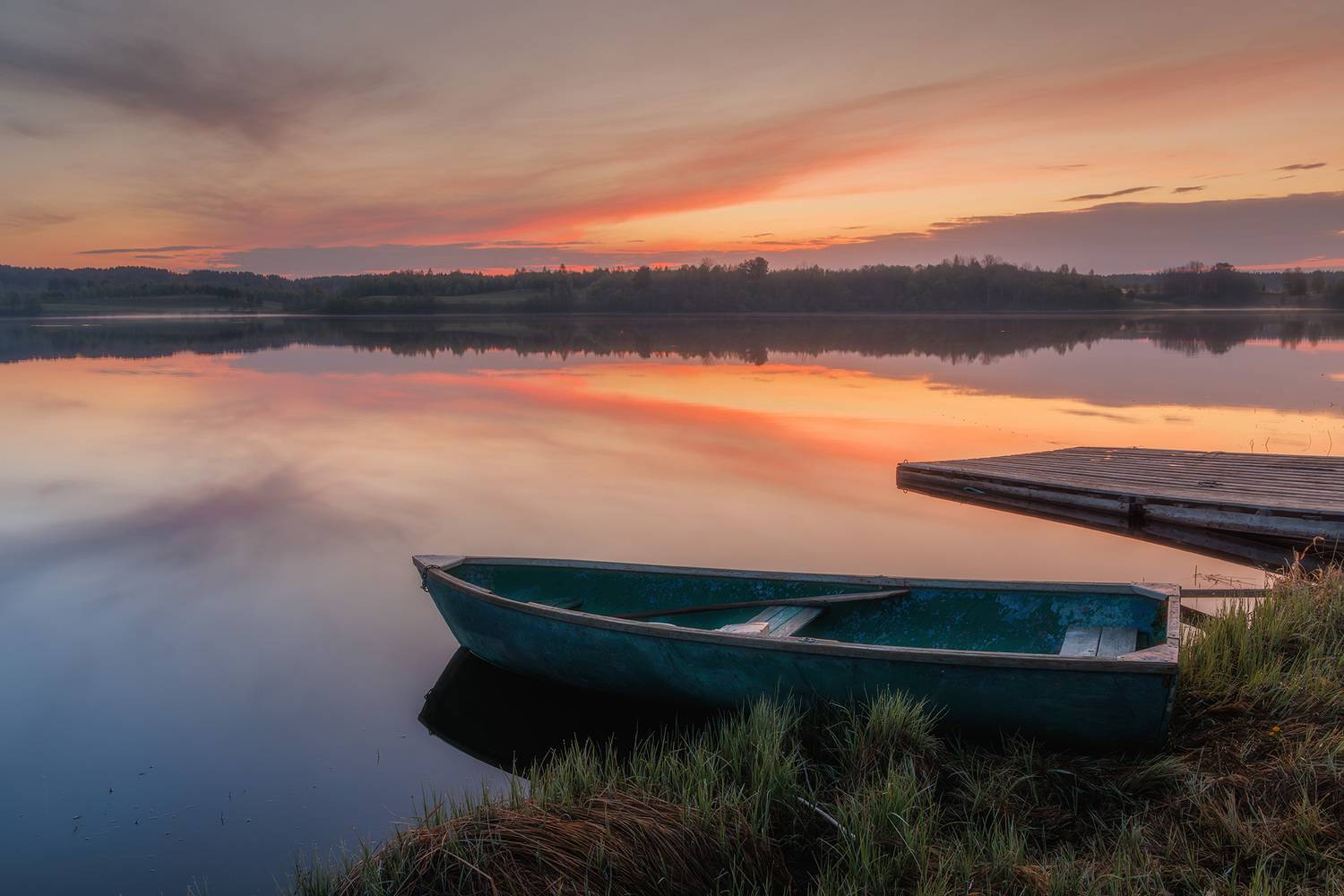 колодозеро, карелия, рассвет, лодочка, причал, Морозов Сергей