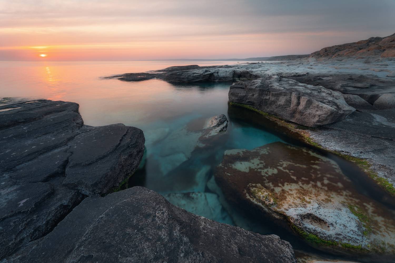 Казахстан Мангистау Мангышлак Каспийское_море каспий голубая_бухта закат вечер, Шишкин Дмитрий