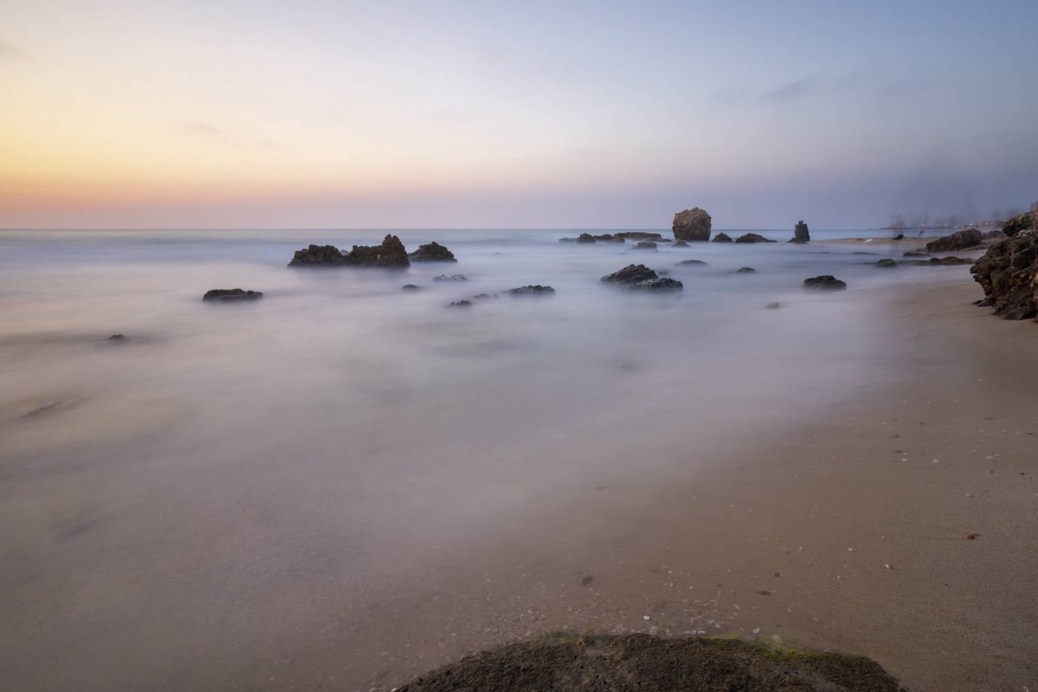 sea, seascape, sunset, landscape, beach, marina, rocks, Nikolay Tatarchuk