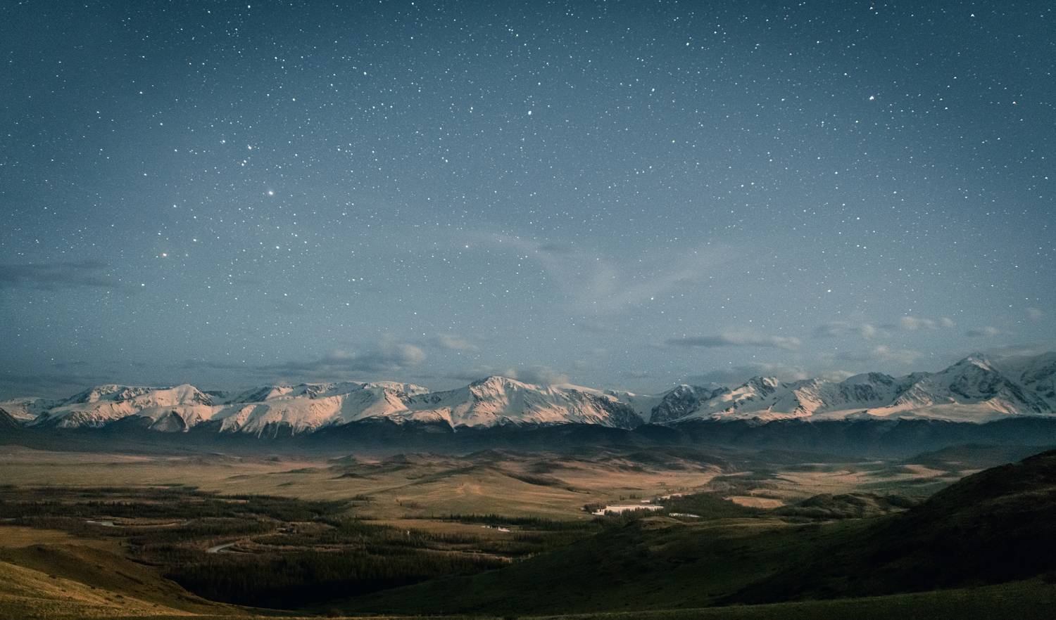 горы, алтай, звезды, лес, долина, Denis Koshkin