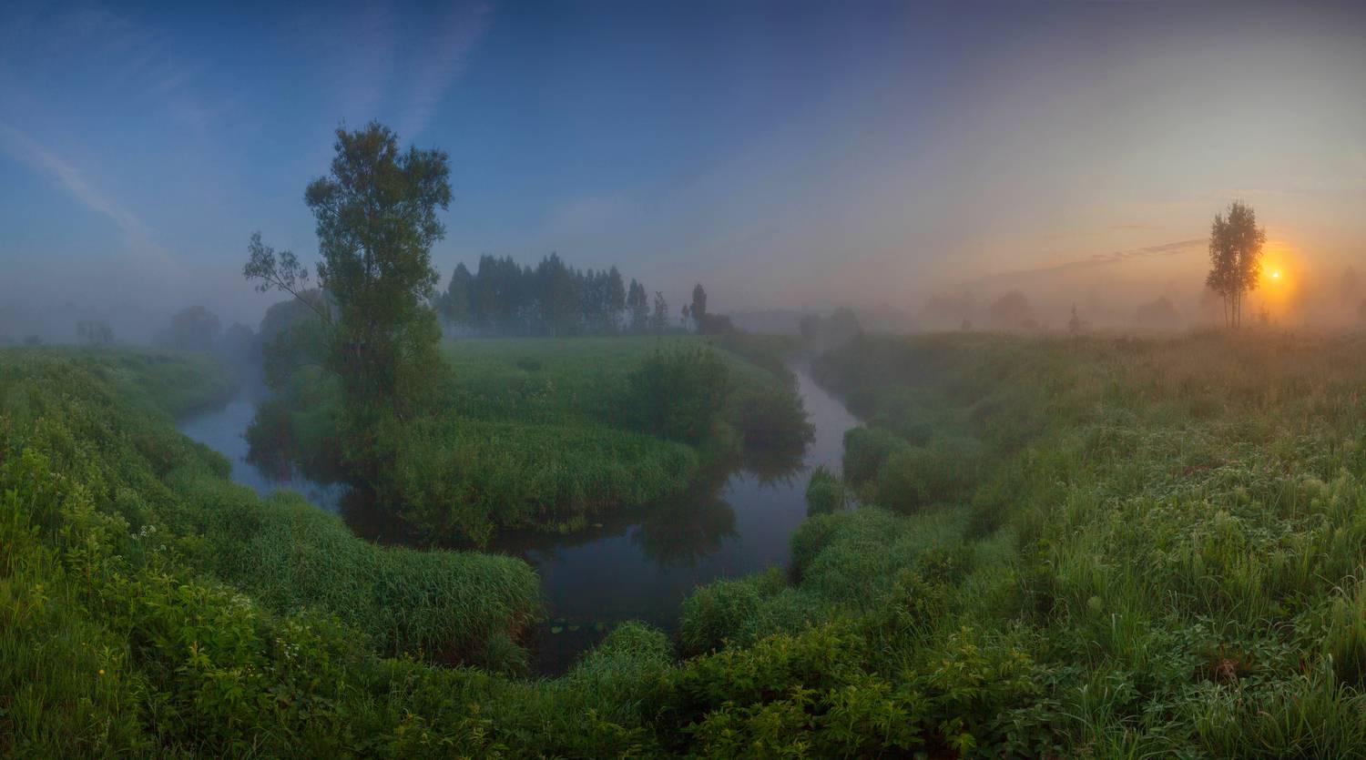 река, лето , рассвет , туман, Свистков Александр