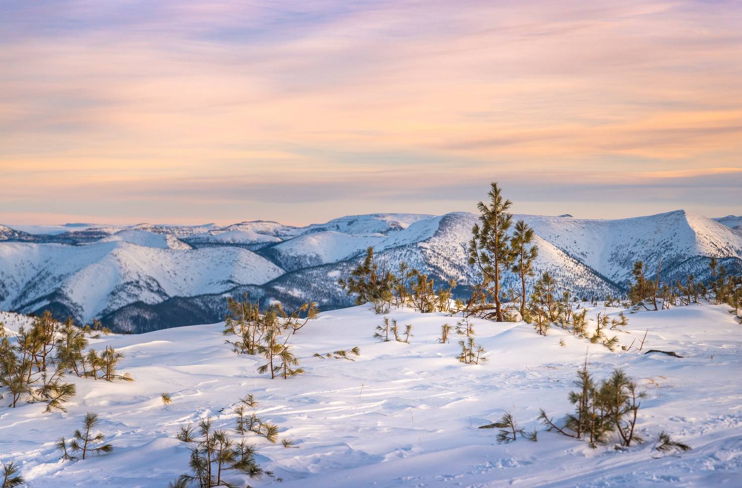 Зима, снег, Хамар-Дабан, Прибайкалье, закат, Evgeniy Khilkevitch