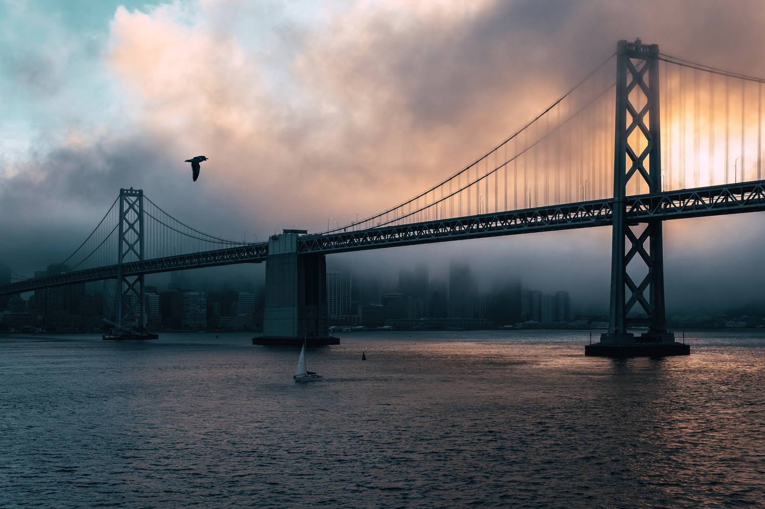 #Cloud #Water #Sky #Tree #Dusk #Bridge #Horizon #City #Girder bridge #Waterway, Shpek Andrey
