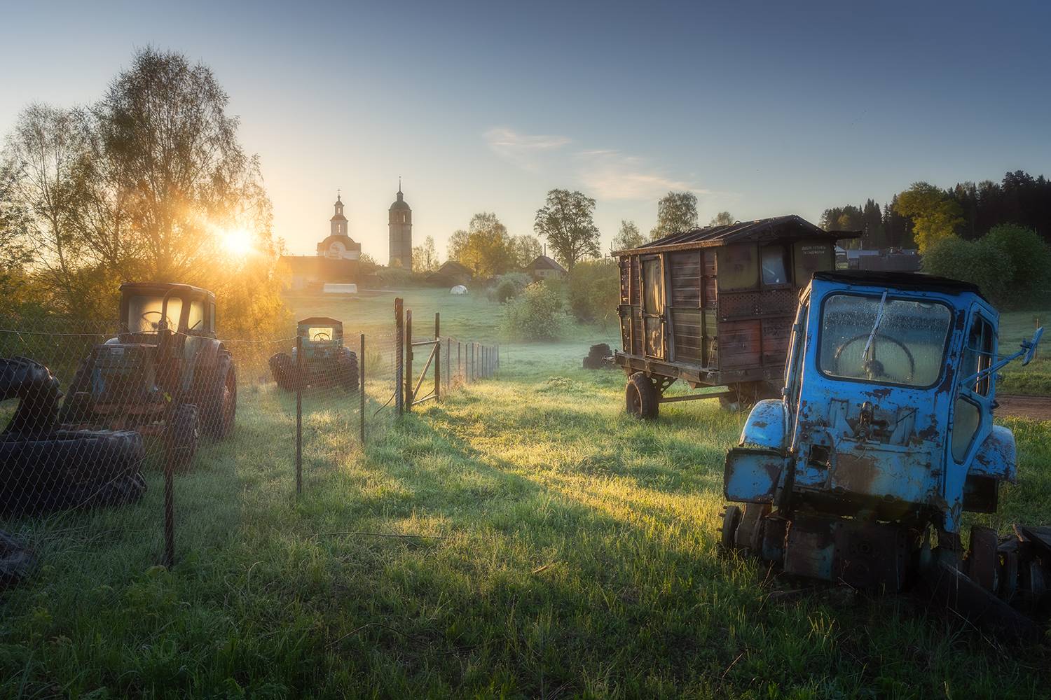 село, утро, рассвет, техника, Сергей Буторин