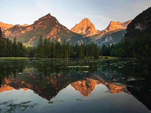 First sun rays on the peaks