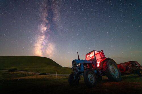Milky Way over Old Tractor 