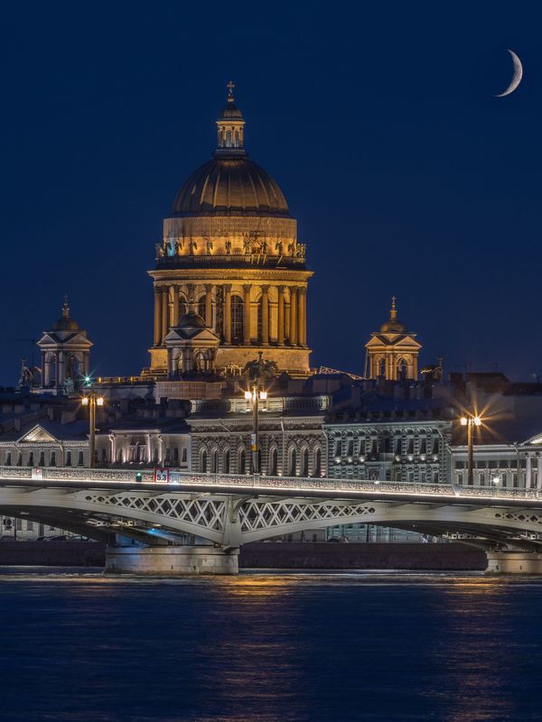 питер,ночь,архитектура Ночной Исакий фото превью