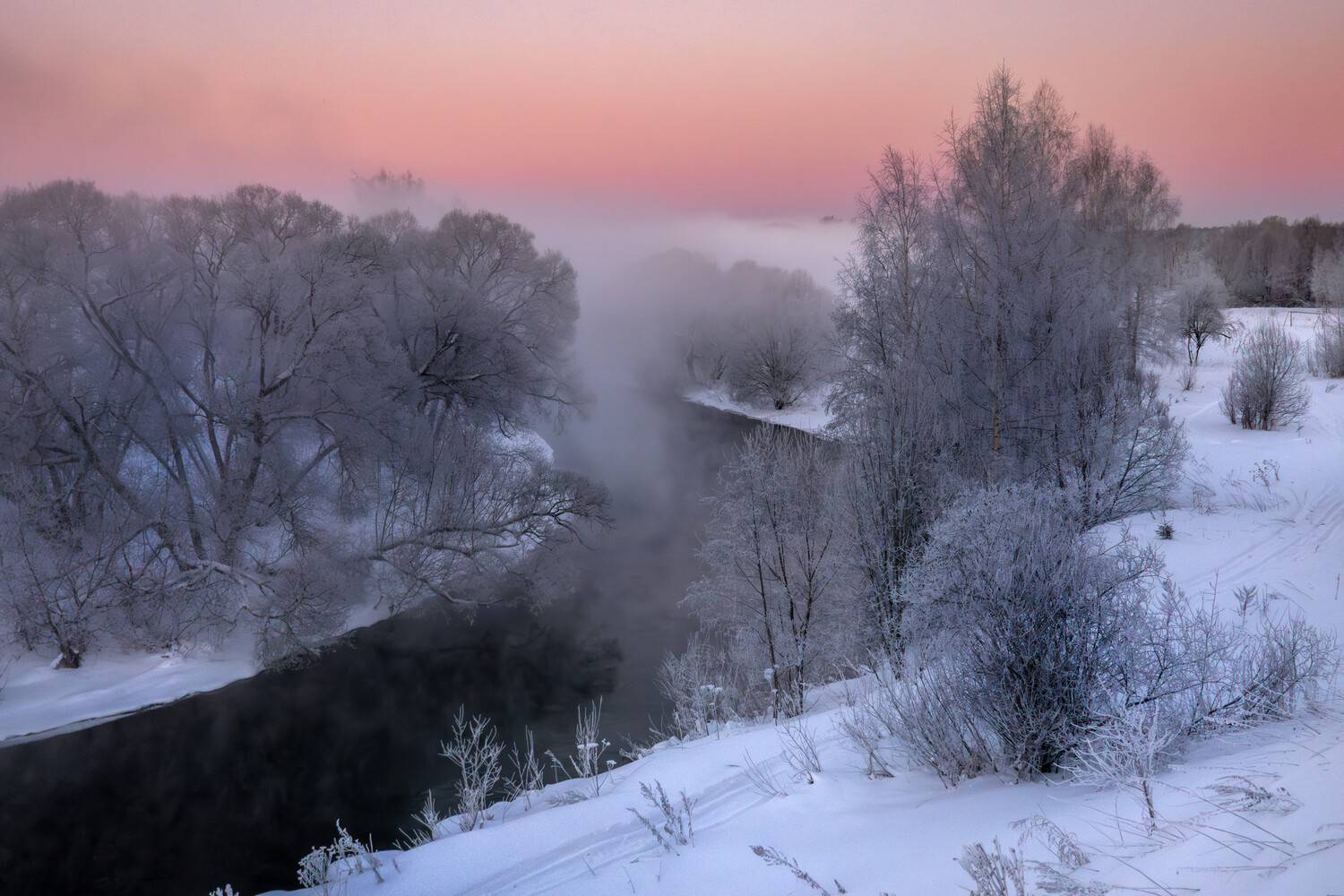 река истра, зима, иней, туман, Медведев Александр