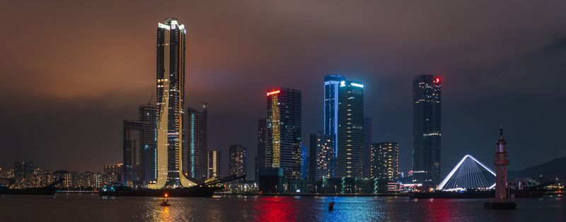zhuhai, china,night, light, city, panoama, asia. Zhuhai. фото превью