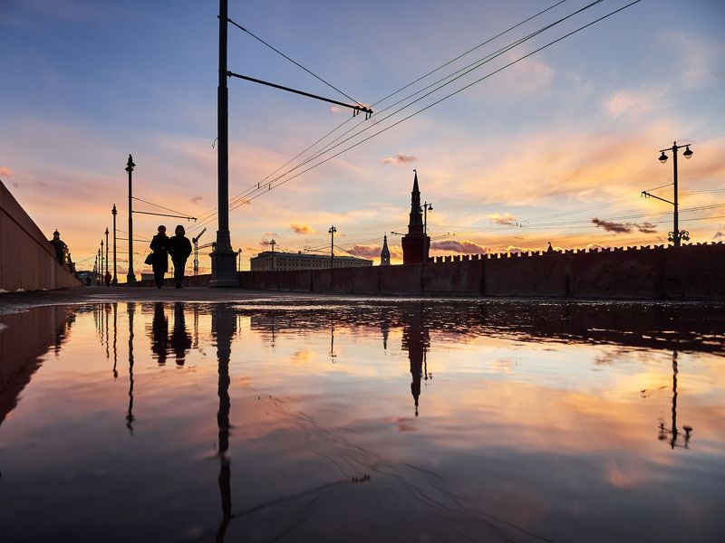 Москва, город, пейзаж, закат, свет, тень,  Московская оттепель  фото превью