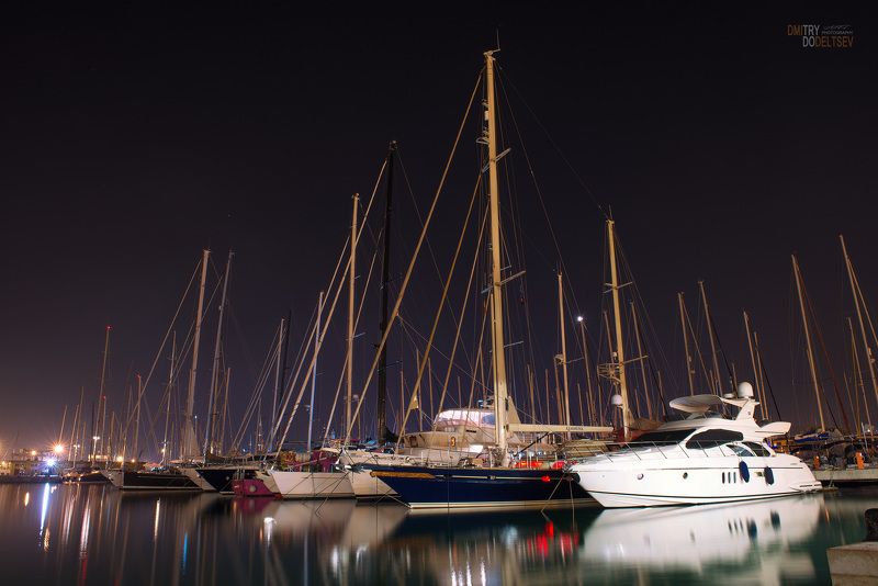 Пальма де Майорка, Palma, ночь, море, яхты Ночная Пальма фото превью