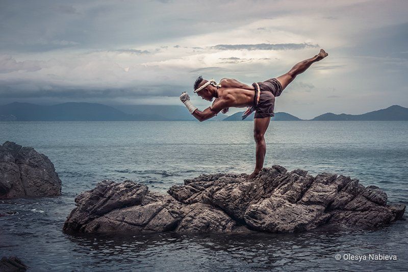 muay boran, muay thai, thai, thailand, martial arts, man, male, lad, ocean, sea, rocks, nature, rope, strong, body, guy, Muay Boran фото превью