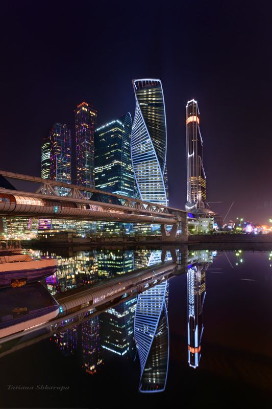отражения, мосты, москва, москва сити, bridge, reflection Отражение фото превью